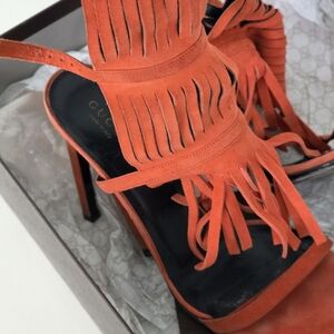Gucci Women's Orange Fringe Heels
